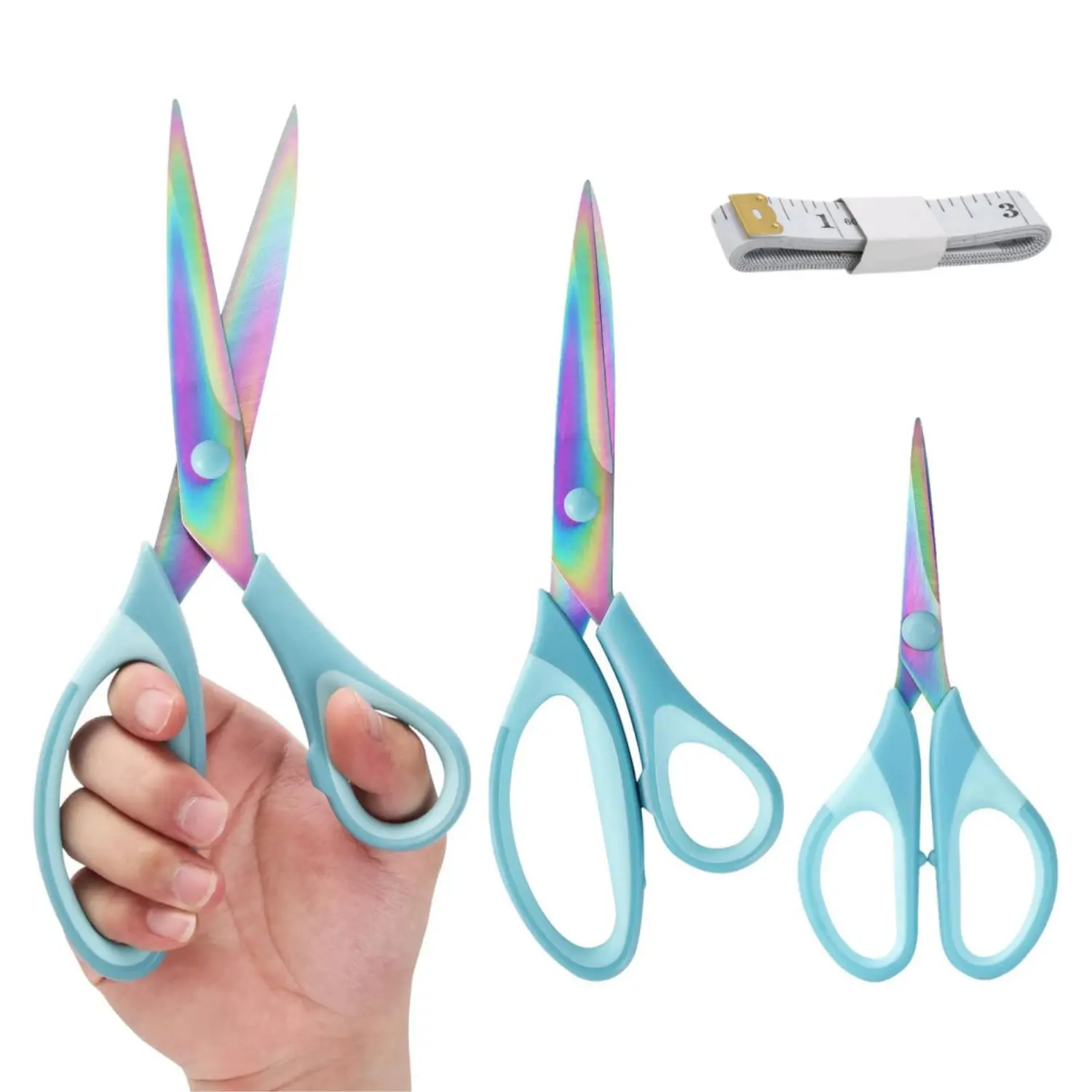 3Pcs Multi-Size Craft Scissors Set - Sharp Titanium Blade Shears, Comfortable Grips, for School Users, Ideal for Office & Sewing (9.3in/8.5in/5.6in) - Home Improvement Building Supplies