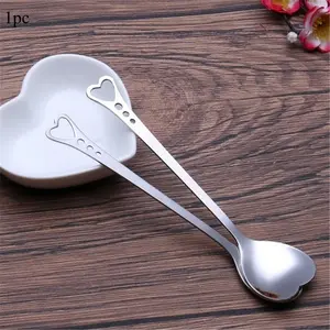 1pc Stainless Steel Heart-shaped Coffee Spoons Exquisite Mirror Polished Dessert Spoons Drinks Spoon Tableware Cutlery
