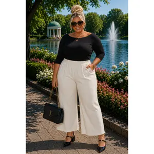 BT {Still A Chance} Oatmeal Embellished Linen Pants PLUS SIZE XL 1X 2X