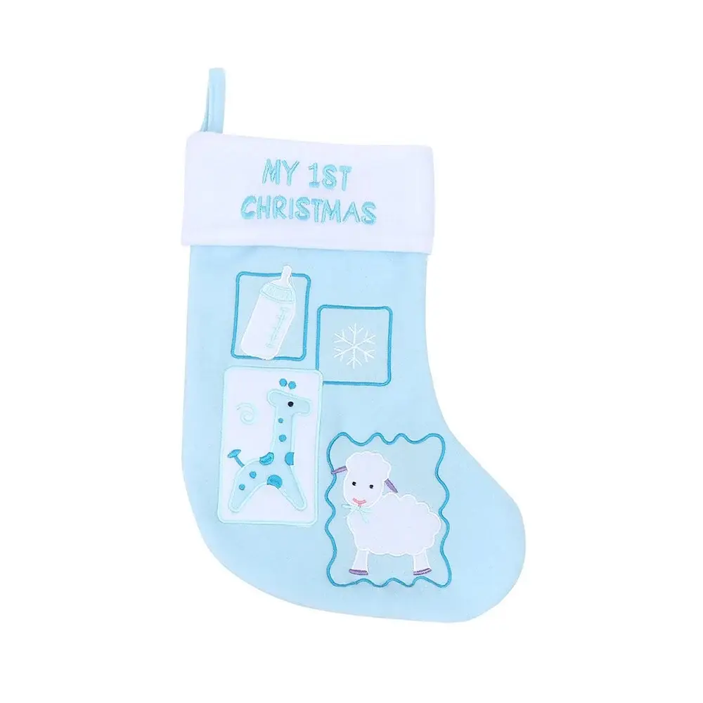 Baby blue boy first christmas personalized stocking