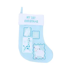 Baby blue boy first christmas personalized stocking