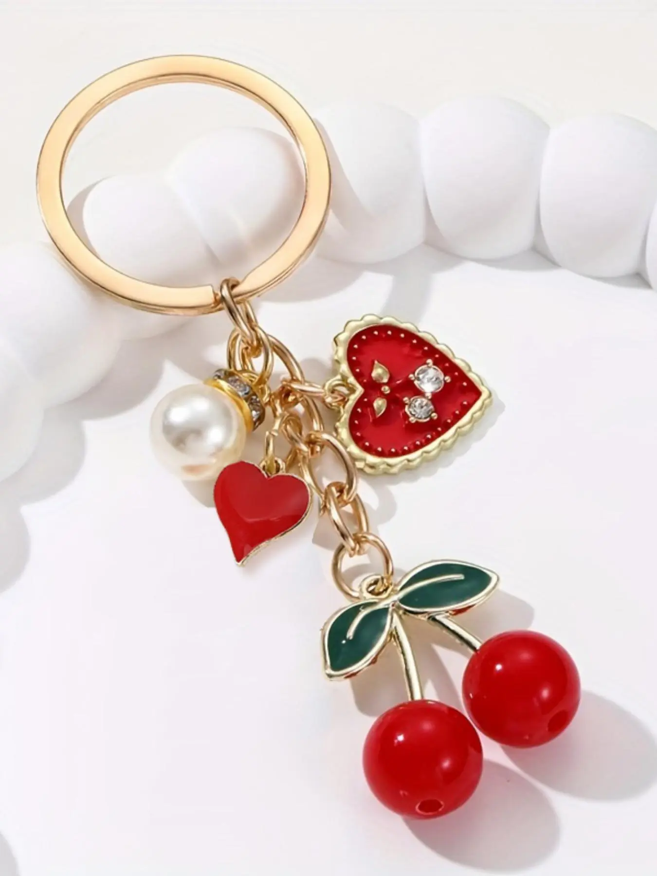 Cute Cherry & Heart Design Keychain, Fashionable Metal Keychain for Women & Girls, Trendy All-match & Exquisite Keychain for Birthday Gift, Stylish Keychain, Fashionable Alloy Keychain, Keyrings, Cute Keychains