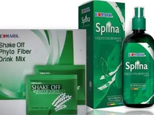 EDMARK Shake Off Phyto Fiber Pandan 20gx12 Sachets & Splina Liquid Chlorophyll 500ml Bottle Comprehensive Health Supplement Pack for Digestive Health & Antioxidant Support Healthcare Edible Fiber Supplement