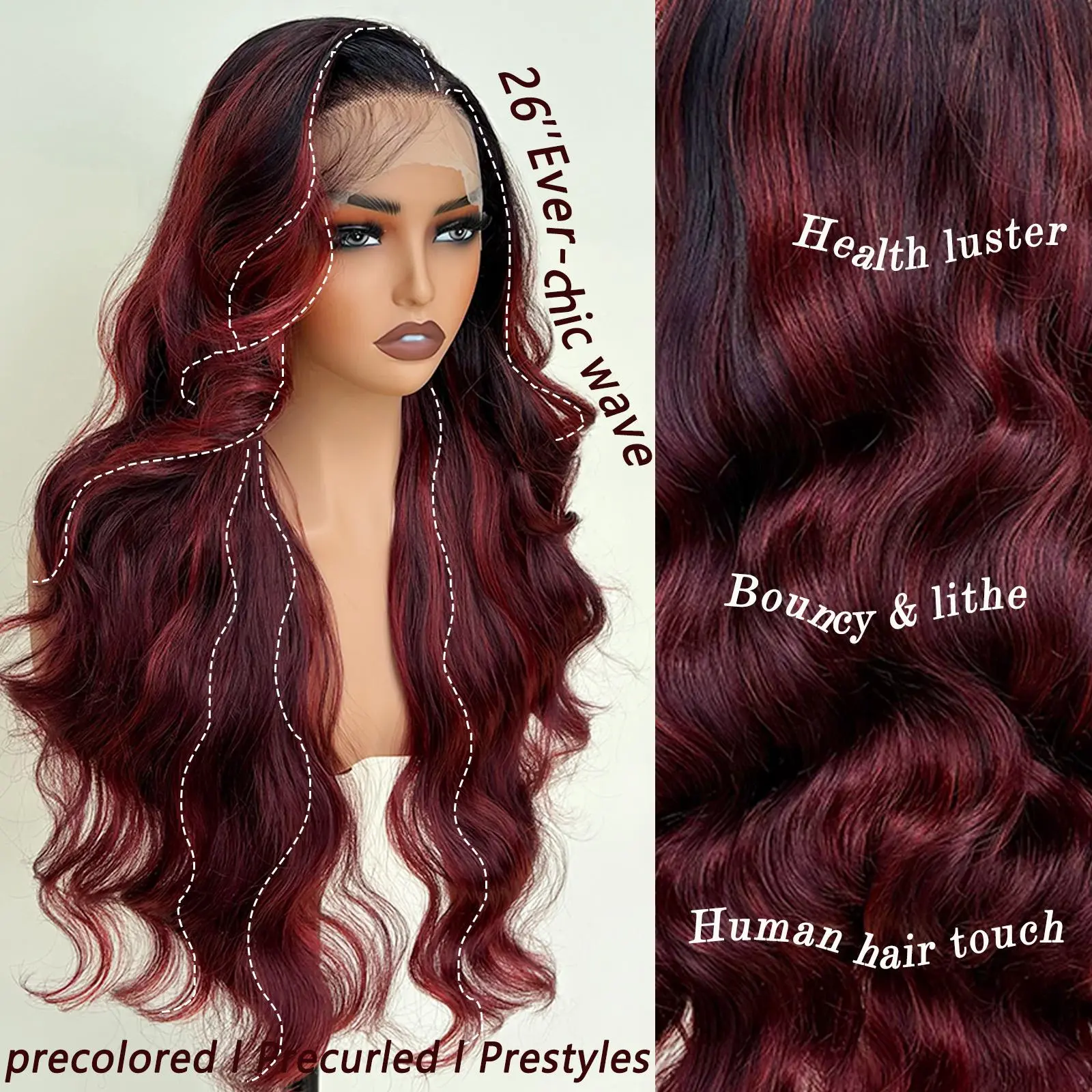 13x6 Lace Front Human Hair Wig 280 Density Deep Curly 26 Inch Deep Wave Hair Lace Front Wigs Human Hair - CurlyMe Hair main image 3