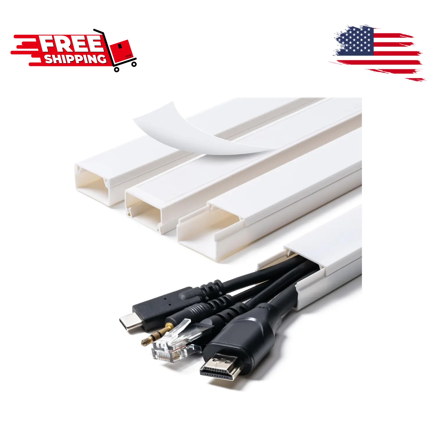 Cord Hider, 58 in Cable Hider for Wires on Wall 4X L14.5 W0.96 H0.58in, White