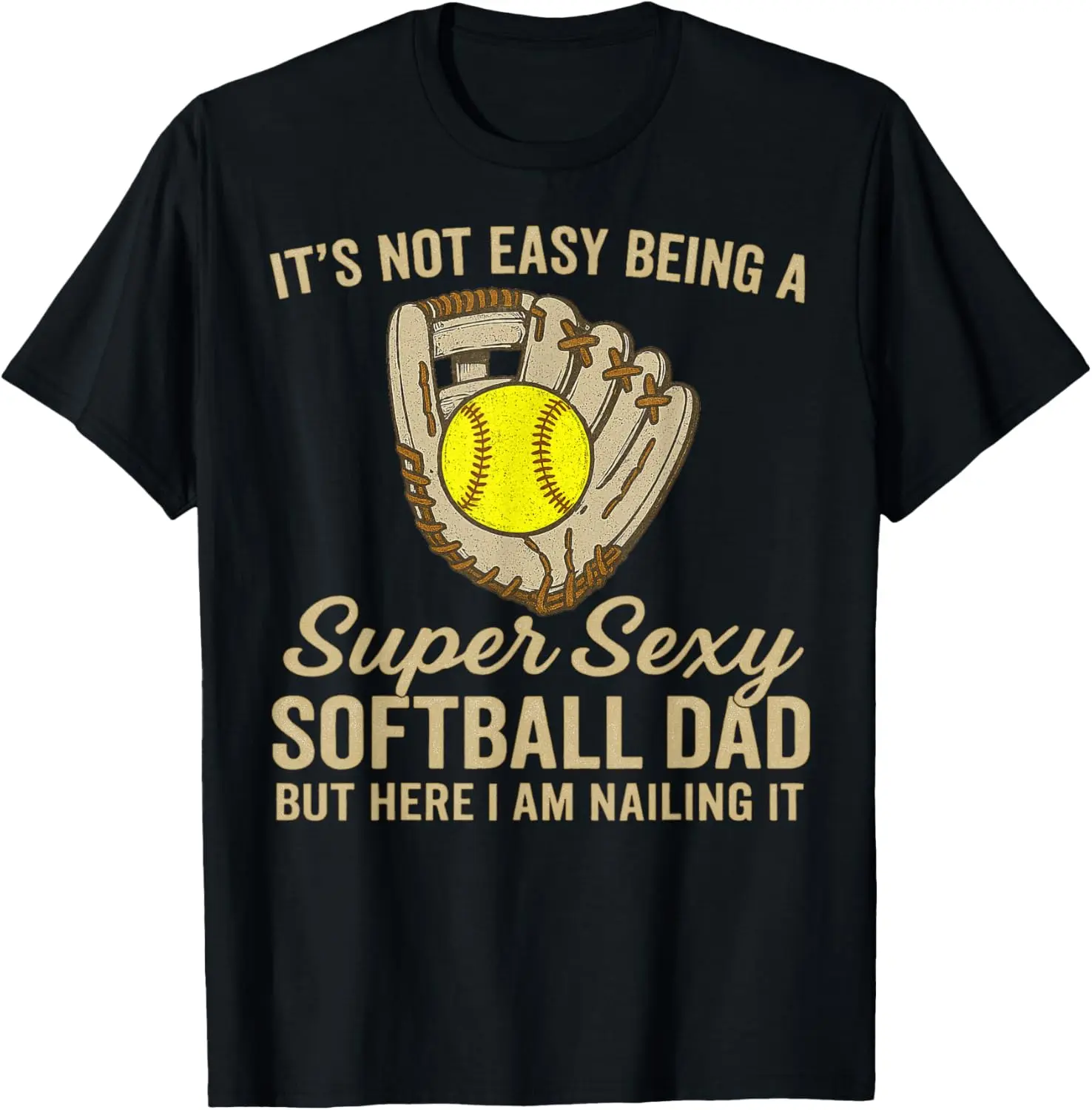 Menswear Funny Softball Dad Graphic T-Shirt - 100% Cotton Short-Sleeve Vintage Casual Distressed Top, Funny Softball Lover Gift for Men, Tshirt, Shortsleeve, Humorous Softball
