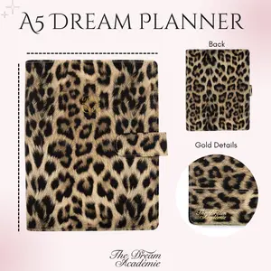 The Chic Leopard A5 Planner | 6-Ring Vegan Leather Binder with Inserts, Pen & Vision Board