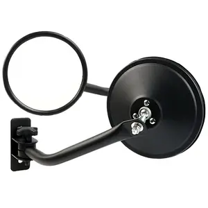 1997-2018 Jeep Wrangler TJ/JK/LJ/JKU Quick Release Black Stainless Steel Round Side Mirrors 1997-2018 Jeep Wrangler TJ/JK/LJ/JKU Quick Release Black Stainless Steel Round Side Mirrors