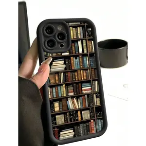 A retro bookshelf pattern full-coverage TPU shockproof phone case, compatible with iPhone 17/16/15/14/13/12/11. Creative and elegant, it's the perfect holiday gift for friends, family, and yourself.