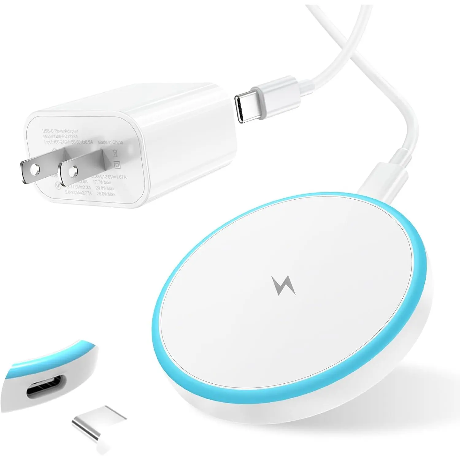 Magnetic Wireless Charger for iPhone 16 15 14 13 12 Series/AirPods 3/2/Pro 2/Pro - with 20W Power Adapter, 15W Wireless Mag-Safe Charging Pad and 6 FT USB-C to C Cable