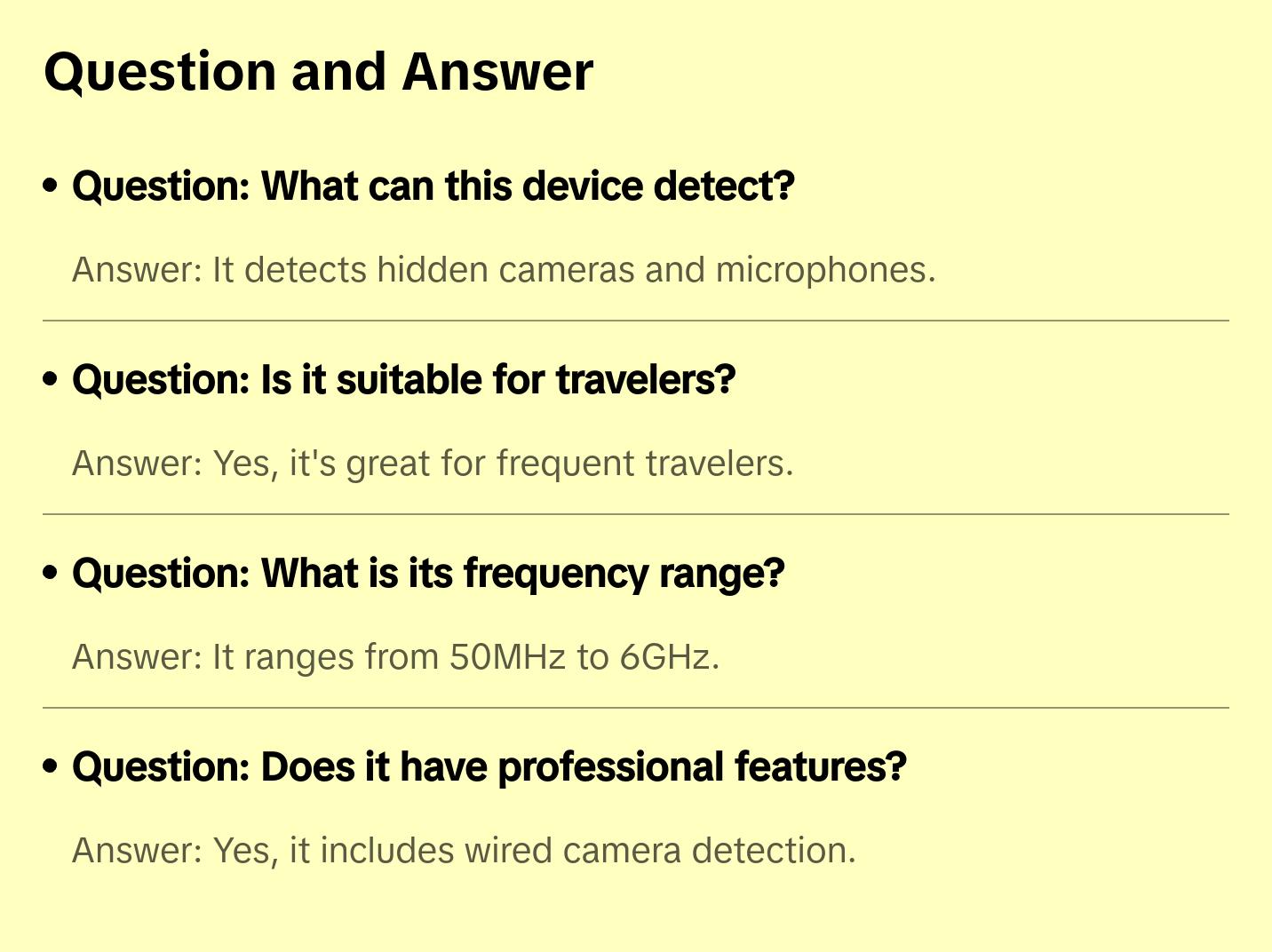 SG-2 Hidden Camera & Bug Detector