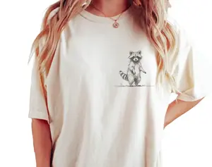 Standing Raccoon Shirt, Cute animal T-Shirt, Sweet Graphic Tee, Vintage Retro Cartoon Tee, Sketch Raccoons Gift, Unisex T Shirt, Trash Panda, Animal Lover Gift, Floral Graphic Tee, Nature Lover Shirt, T-Shirt