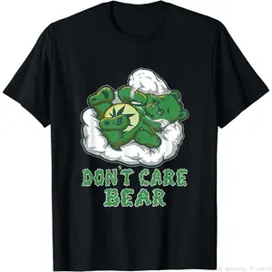 [Fall Outfits]25 Cotton Short Sleeve Funny Bear Smoking Weed Cannabis Marijuana 4:20 Stoner Gift T-Shirt for Men Women