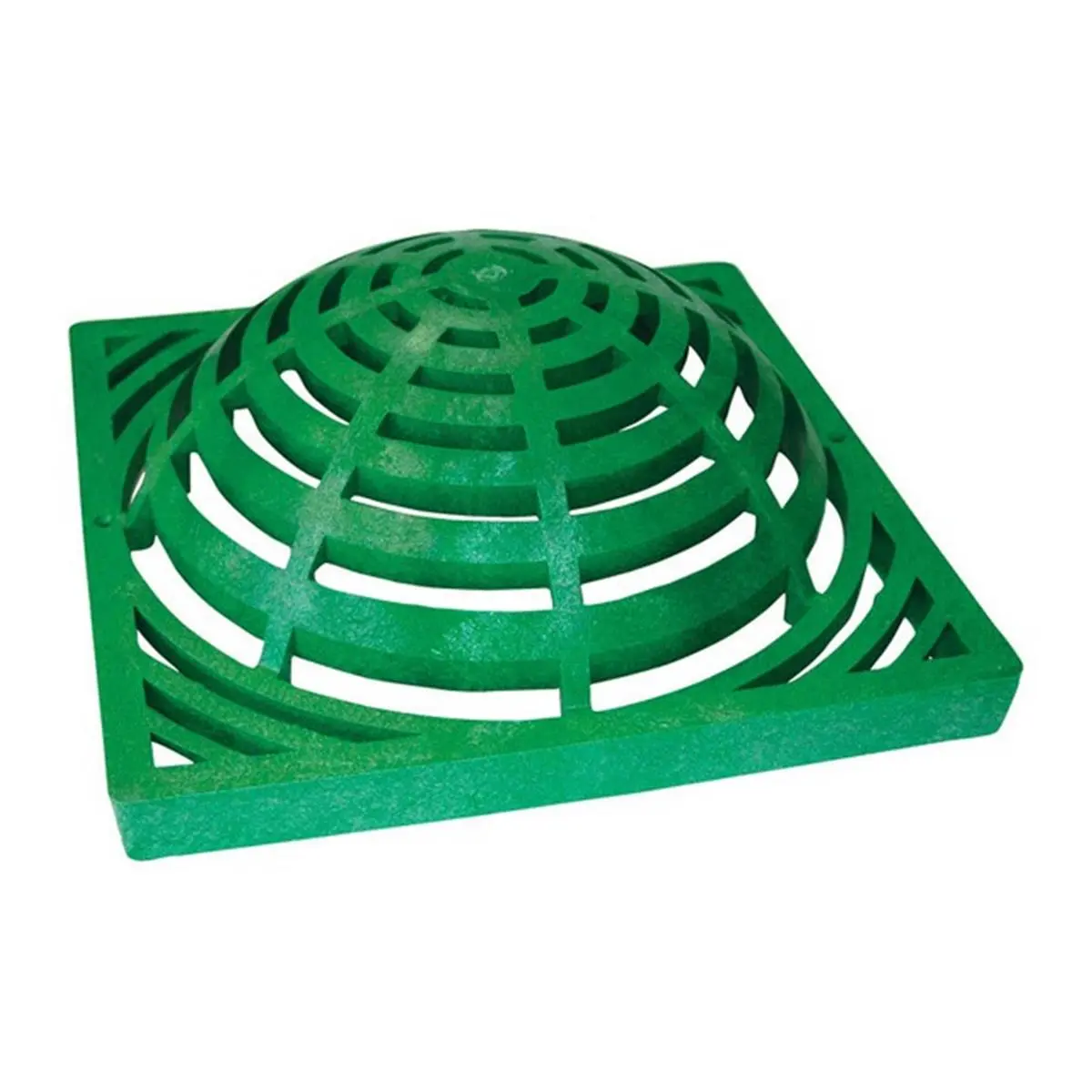 212 MAIN 1280 Plastic Heavy-Duty 12 in. Atrium Drain Grate - Green, Atrium-Shape Design, High Open Area, Structural Foam Polypolefin Dome, UV Inhibitor
