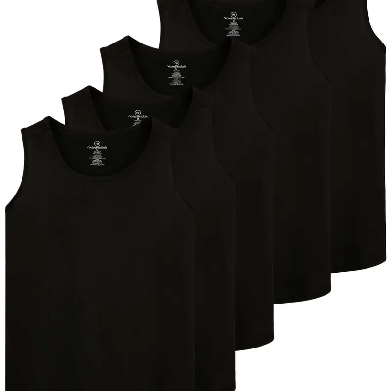 Real Essentials 5 Pack: Men's Dry-Fit Muscle Tank Top Sleeveless Shirts Workout Tees Athletic Gym (Big & Tall Available)