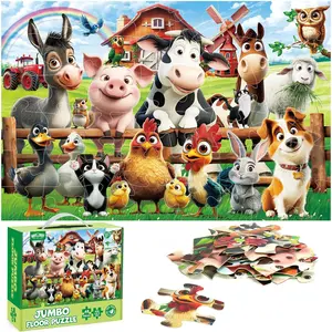 BenBen Floor Puzzles for Kids, 48 Piece 2 x 3 feet Farm Animals Puzzles for Kids Ages 4-6, Large Jigsaw Puzzles for Toddlers, Birthday Gift for Girls Boys