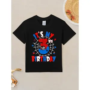 Kids Its My 3rd Birthday Spider Theme Party 3 Years Old Funny Aesthetic Graphic Kid TShirt Fashion Kid T Shirts Trending Tees Tops for Kid