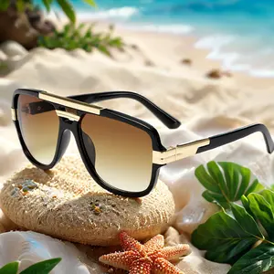Gradient Sunglasses - Stylish UV Protection with Elegant Large Frame Design for Men and Women - Ideal for Beach, a casual outing, and Everyday Wear - Premium Quality Frame and Lenses tangle free aviator sunglass