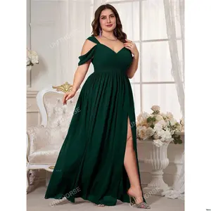 Bridesmaid Elegant Chiffon Sleeve Short Minimalist Solid s Plus UNITHORSE Size Women Color Daily Dress
