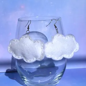 Fluffy Cloud Felt Dangle Earrings