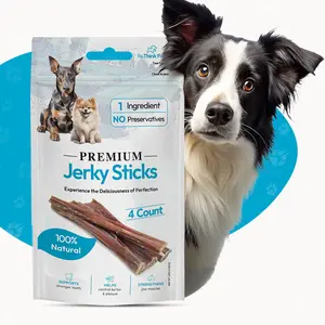 ReThink Pet Premium Beef Jerky Sticks - 4 Count High Protein Dog Chew Treats for Dental Health & Mental Stimulation - 100% Natural, No Fillers, No Preservatives