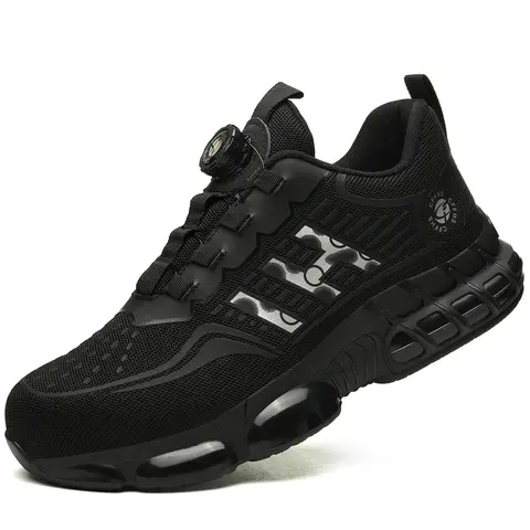 Men's Steel-Toe Work Shoes - Closed Round Toe, Slip Resistant, Metatarsal Guard, Rotary Knob Lace System, Breathable Mesh, Lightweight, Insulating, Anti-Smashing, Anti-Stabbing, Synthetic, All Seasons, Casual, Father's Day Gift for Labor Workers