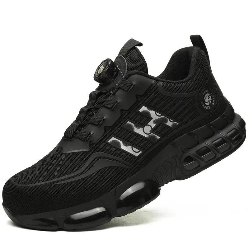 Men's Steel-Toe Work Shoes - Closed Round Toe, Slip Resistant, Metatarsal Guard, Rotary Knob Lace System, Breathable Mesh, Lightweight, Insulating, Anti-Smashing, Anti-Stabbing, Synthetic, All Seasons, Casual, Father's Day Gift for Labor Workers