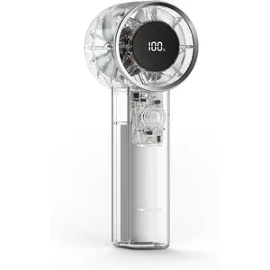 Transparent Portable Handheld Turbo Fan, High Speed 1-100 Adjustable Mini Personal Fan with Digital Display, 4000mAh  Operated Rechargeable Cooling Fans for Travel Outdoor Trip Beach
