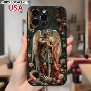 Case for iPhone 16 Pro Max 15 Plus 14 13 12 11 XS XR Flowers Archangels Aesthetic Pattern Anti-Scratch Shockproof Soft Silicone Protective Cover