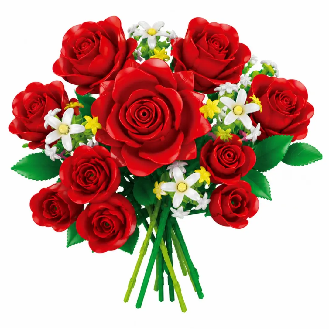 Contixo BK09 Star Floral Building Blocks Kit, Buildable Rose Bouquet, Decorative Decor Piece, Gift for Kids