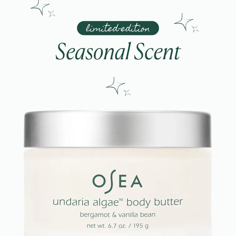 OSEA Undaria Algae Body Butter Bergamot & Vanilla Bean | Limited-Edition Vanilla Scented Body Moisturizer with Shea Butter + Ceramides, 72-Hour Hydration, 6.7 oz