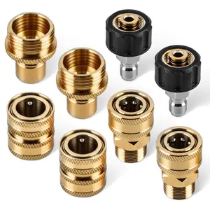 Zebra Pressure Washer Quick Connect Kit, M22 14mm Quick Connect Pressure Washer Fittings, M22-14mm to 3/8 Quick Connect, Garden Hose Quick Connect, Pressure Washer Adapter Set, Stainless Steel Hose Adapter