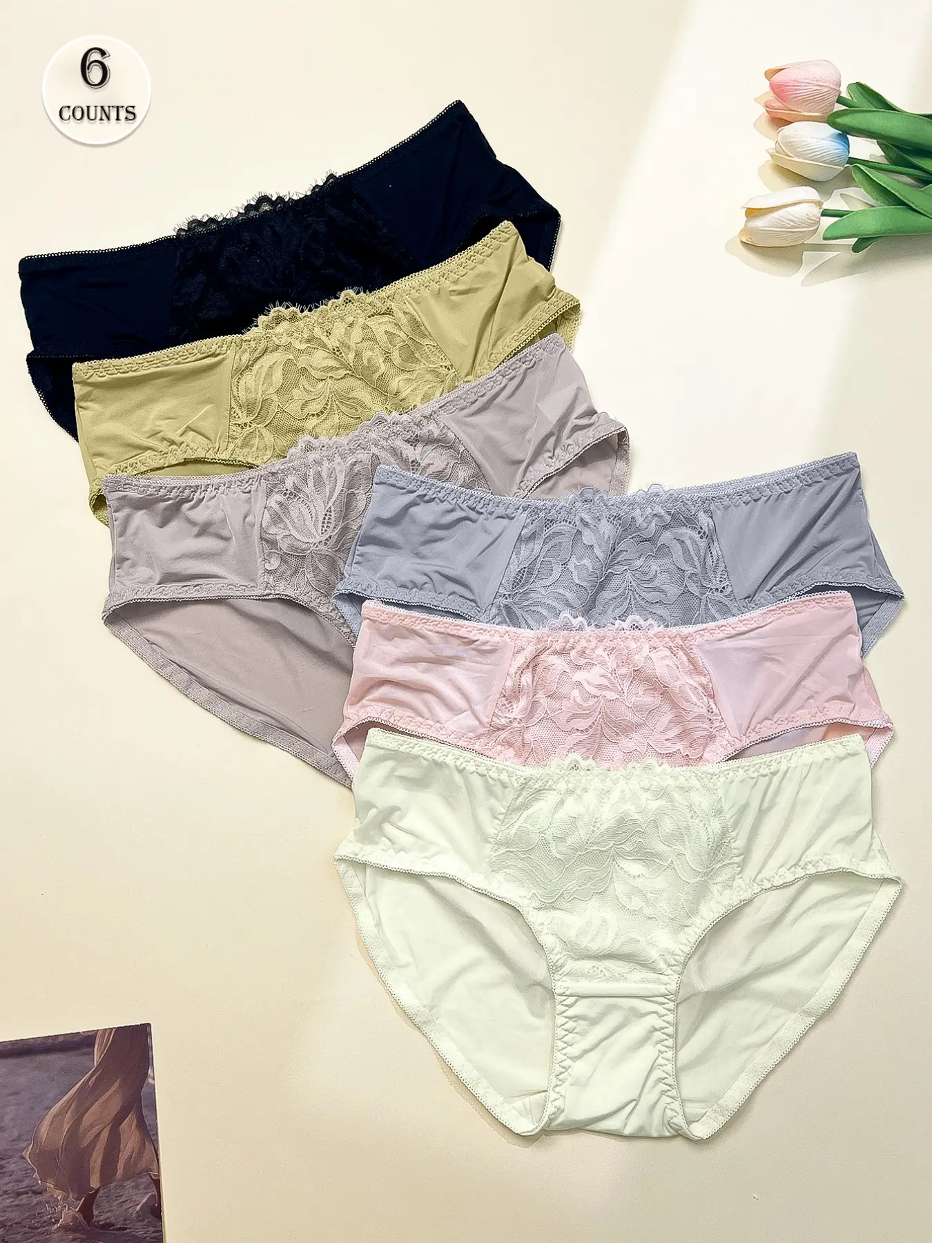 Women's Soft Breathable Ice Silk Lace Underwear Lingerie Set, Mid-Waist Fit Quick-Dry Ultra-Thin Summer Triangle Panties, New Arrival Comfort Wear, Soft Breathable Knicker