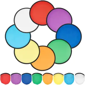 8Pcs Nylon Foldable Flying Disc Fans 9.8inch Colorful Sublimation Fans Black Edge Folding Fan Set with Bag for Fan DIY Outdoor Activity Decor Art Lightweight Portable Gifts
