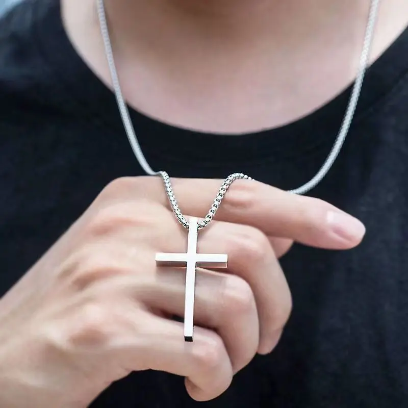 Men's Titanium Steel Cross Necklace - Fashion Accessory