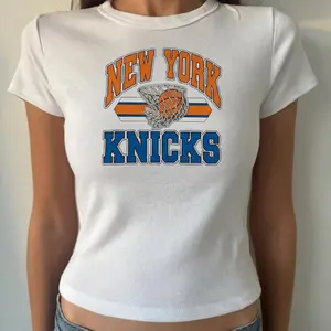 New York Baby Tee Crop Top, Retro Basketball Graphic Baby Tee, Sporty Streetwear Top for Womens