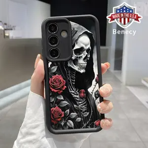 Phone Case Compatible with Galaxy S23 Ultra S24 Plus S25 S22+  Grim Reaper Pattern Anti-Scratch Shockproof TPU Bumper Drop-proof Cover Cellphone Protective Casing