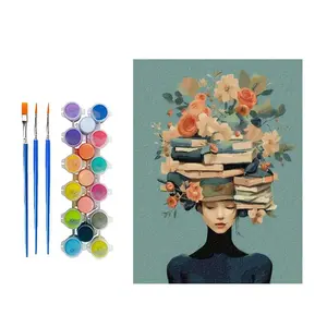 Flower Girl Pattern DIY Painting Kit without Frame, Decorative Painting, DIY Painting Supplies, DIY Painting By Numbers Kit, Wall Art Decoration for Home Living Room Bedroom