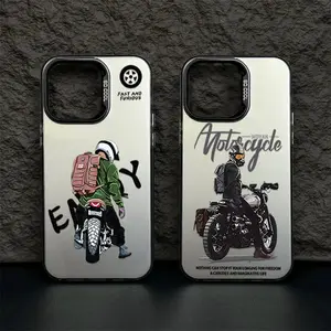 Frosted drop-proof acrylic all-inclusive color silver motorbike case for iPhone 11 12 13 14 15 16 PRO MAX 14 15 16 PLUS X XR XS MAX Premium Feeling