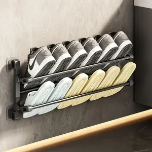 Simple Foldable Wall-Mounted Shoe Rack, Space-Saving Home Storage Organizer, Bathroom Slipper Holder, Door-Top Shoe Shelf