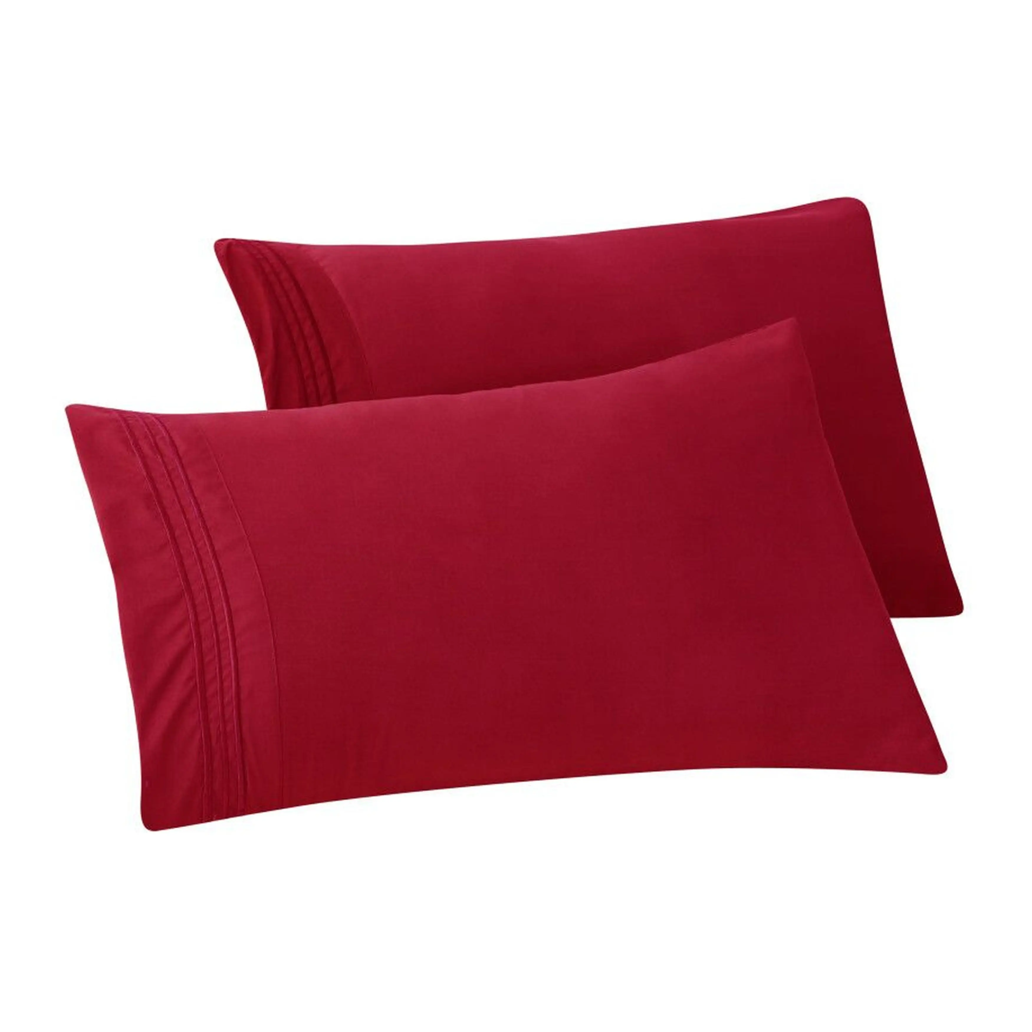 Elegant Comfort Set of 2 Pillowcases - 3 Line Embroidery, Wrinkle-Free Microfiber for Hot Sleepers, Cool and Crisp with Smooth Weave