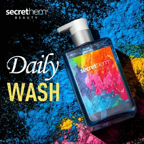 Secrethem Men's pH Balanced Intimate Cleanser Body Wash for Adults - 98% Biodegradable, Gentle Herbal Extracts, Mint Scent, Odor Control, Cooling Refreshment, Sensitive Skin Body Care, 8.8 fl oz/260ml