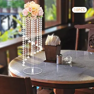 Wedding Centerpieces Clear Flower Vase - 10 Pcs 23.6 inch Tall Crystal Flower Stand Acrylic Vase for Table Decoration, Elegant Wedding Decoration Chandelier Centerpiece Stand Light Minimalist Room Round Ornaments