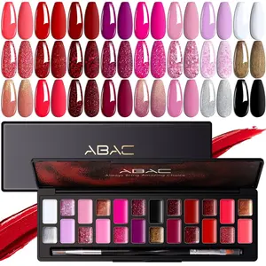 ABAC Solid Color Changing Gel Polish Set,Thanksgiving 24 Color Hema-free Gel Polish Kit,Fall Colors Nail Kit with Double-Ended Nail Art Brush Soak Off LED Nail Kit Holiday Gift
