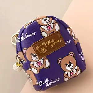 Mini bear pattern coin purse coin holder/purse pu leather