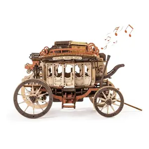Class Of 2026 GiftROBOTIME Stagecoach Wooden Music Box Puzzle AMKA1, Valentines Day Gift 3D Wooden Puzzles for Adults, Mechanical 3D Model to Build, Birthday Anniversary Day Gift Hobby STEM Kits