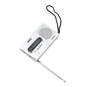 AM FM Dual Band Radio Receiver Portable Player Built in Speaker with Standard 3.5MM Headphones Jack Silver Grey