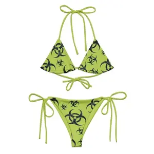 Lime Black String Bikini ️ Y2K Cyber Punk Rave Swimwear for Goth Girls