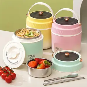1.2L Large Capacity Stainless Steel Insulated Lunch Box, Thermal Lunch Boxes, Portable Rice Cup with Compartments, 12-Hour Heat Retention, Ideal for Outdoor Picnics
