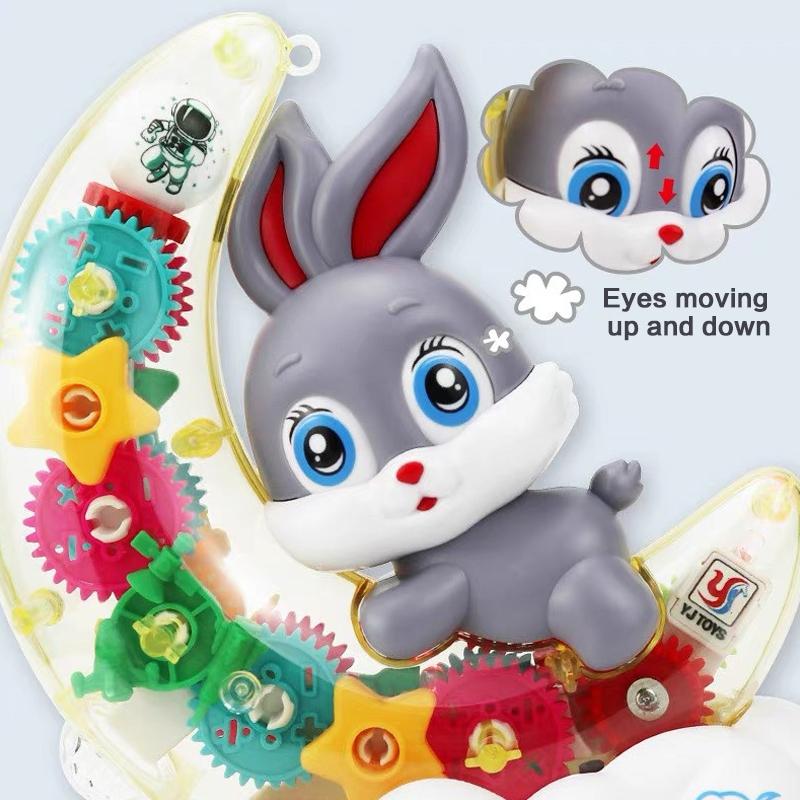Electric Toy, Transparent Gear Rotating Moon Rabbit, Cute Glowing Bunny ...
